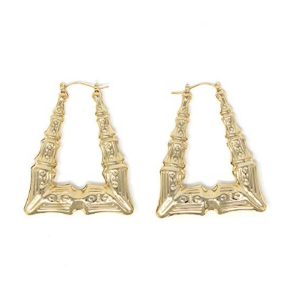 Triangle Hollow Casting Bamboo Pincatch Earrings